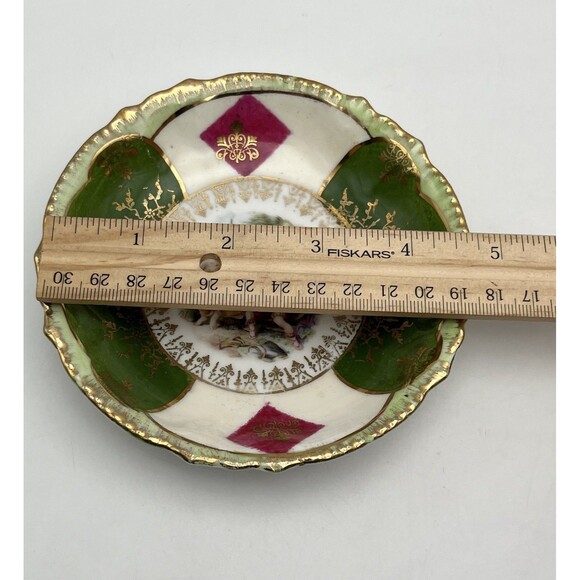 Antique Austrian Porcelain Plate Gold Green Trim Sappho Scene 5.25” Vienna Style - Picture 5 of 6